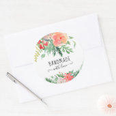 Elegante Aquarellblume Handgefertigt mit Liebe Runder Aufkleber (Umschlag)