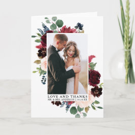 Elegante Aquarellblume Liebe dank Falte Dankeskarte