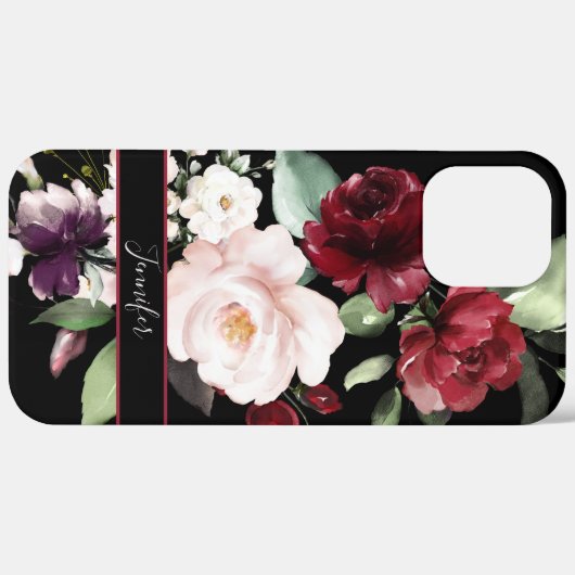 Elegante Aquarellblume mit Ihrem Namen Case-Mate iPhone Hülle (Hinten (horizontal))