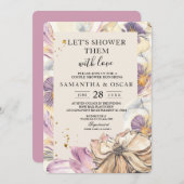 Elegante Aquarellblumen und violette Blumen Einladung (Vorne/Hinten)