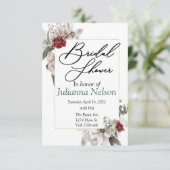 Elegante Aquarellblüte in Rot und Nebel Einladung (Stehend Vorderseite)