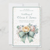 Elegante Aquarellblüte mit Bughochzeit Einladung (Vorderseite)