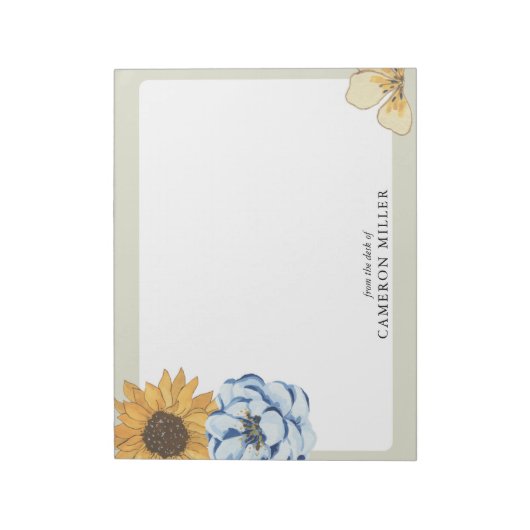 Elegante Aquarellblüte vom Schreibtisch des Notizblock (Rotiert)