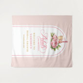 Elegante Aquarellblüten und Prosecco-Fotowand Wandteppich (Vorderseite (Horizontal))