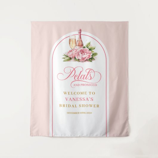 Elegante Aquarellblüten und Prosecco-Fotowand Wandteppich (Vorderseite)