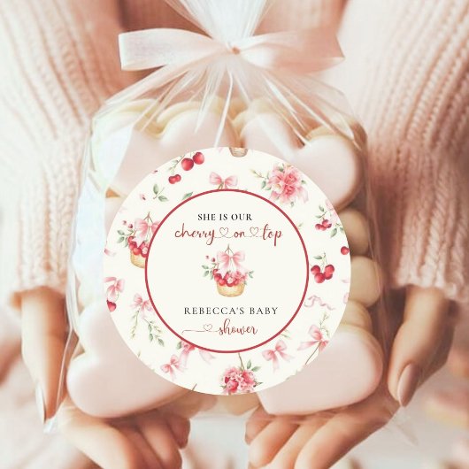 Elegante Aquarellbrötchen Coquette Babydusche Runder Aufkleber