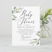 Elegante Aquarelldusche Italienische Blütendusche Einladung (Stehend Vorderseite)