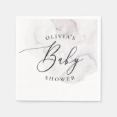 Elegante Aquarelldusche lila Skriptbabwdusche Serviette (Vorderseite)