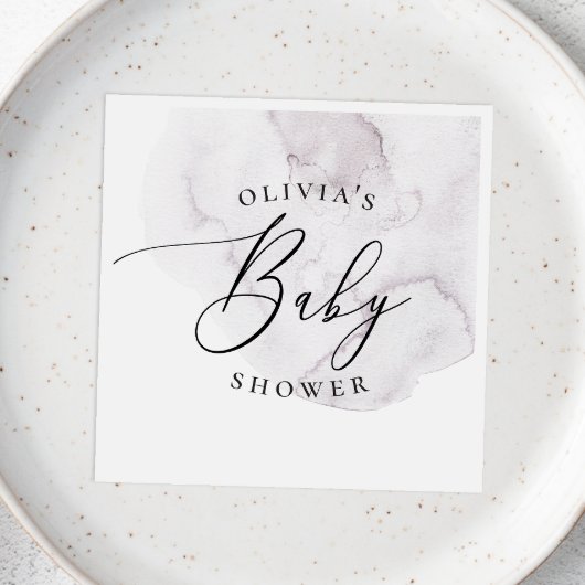 Elegante Aquarelldusche lila Skriptbabwdusche Serviette