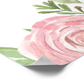 Elegante Aquarelldusche Rosa Blütenbraun Blütenspü Poster (Ecke)