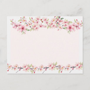 Elegante Aquarelle und rosa Kirschblüten Postkarte