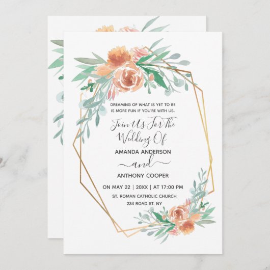 Elegante Aquarelleinladung, uAwg & Empfang in Einladung (Vorne/Hinten)