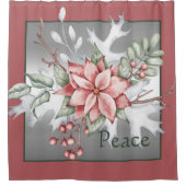 Elegante Aquarellenpoinsettie Weihnachten Duschvorhang (Vorderseite)