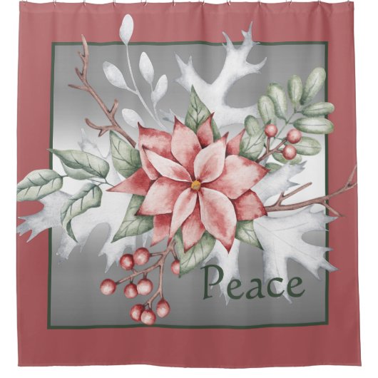 Elegante Aquarellenpoinsettie Weihnachten Duschvorhang (Vorderseite)