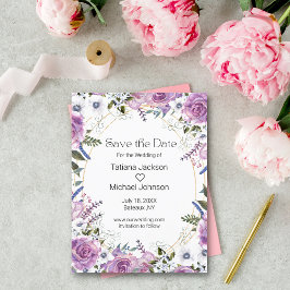 elegante Aquarellfarbe lila, Save the Date blühend Ankündigungspostkarte