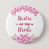 Elegante Aquarellfarbe Rosa Blütenbestie der Braut Button (Vorderseite)