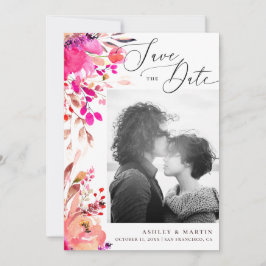 Elegante Aquarellfarbe Rosa Blütenfall Herbsthochz Save The Date