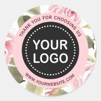 Elegante Aquarellfarbe Rosa Logo Slogan Runder Aufkleber