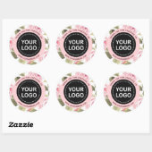 Elegante Aquarellfarbe Rosa Logo Slogan Runder Aufkleber (Blatt)