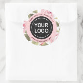 Elegante Aquarellfarbe Rosa Logo Slogan Runder Aufkleber (Tasche)