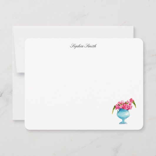 Elegante Aquarellfarbe Rosen Florenflatter Dankeskarte (Vorderseite)