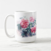 Elegante Aquarellfarbe Rosenmalerei Kaffeemaschine Kaffeetasse (Links)