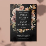 Elegante Aquarellfarbe schwarz Sweet 16 sechzehn Einladung<br><div class="desc">Eleganter Wasserfarbenfall floral Sweet 16 Einladung in den Tönen schwarz,  beige,  braun Sahne. Bitte kontaktieren Sie mich,  wenn Sie weitere Informationen benötigen.</div>