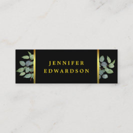 Elegante Aquarellfarben Blätter berufliches Schwar Mini Visitenkarte