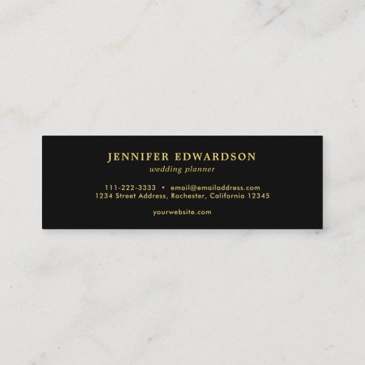 Elegante Aquarellfarben Blätter berufliches Schwar Mini Visitenkarte (Rückseite)