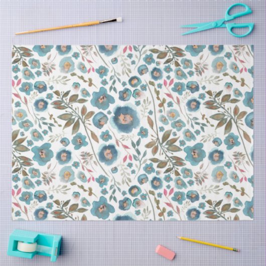 Elegante Aquarellfarben Blau braun Seidenpapier (Basteln)