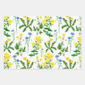 Elegante Aquarellfarben Blau und Gelb Wildblumen Geschenkpapier Set (Vorderseite 2)