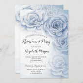 Elegante Aquarellfarben Blaue Blumen Pension Einladung (Vorne/Hinten)
