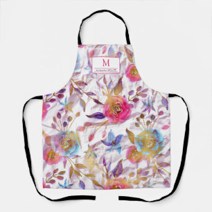 Elegante Aquarellfarben, blühend, rosa und weiß Schürze