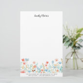 Elegante Aquarellfarben-Blume Anpassen von Text Briefpapier (Stehend Vorderseite)