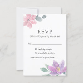 Elegante Aquarellfarben-Blume. Blumenhochzeit RSVP Karte