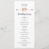 Elegante Aquarellfarben Blume Bohemisch Hochzeit Programm (Rückseite)