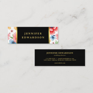 Elegante Aquarellfarben-Blume boho beruflich Mini Visitenkarte