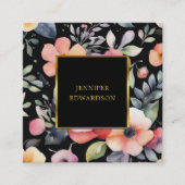 Elegante Aquarellfarben-Blume boho beruflich Quadratische Visitenkarte (Vorderseite)