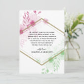 Elegante Aquarellfarben-Blume Hochzeit Dankeschön- Einladung (Stehend Vorderseite)