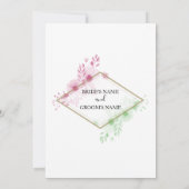 Elegante Aquarellfarben Blume Hochzeit Einladungen (Rückseite)