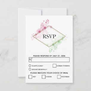 Elegante Aquarellfarben-Blume Hochzeiten von RSVP- RSVP Karte