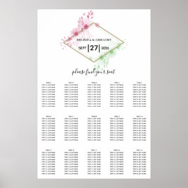 Elegante Aquarellfarben-Blume Hochzeitsdiagramm Poster