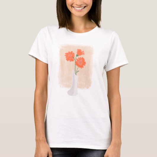 Elegante Aquarellfarben-Blume in Vase T-Shirt (Vorderseite)