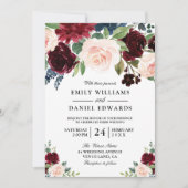 Elegante Aquarellfarben Blume Moderne Hochzeit Einladung (Vorderseite)