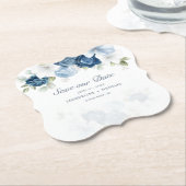 Elegante Aquarellfarben-Blume Rettete unser Datums Untersetzer (angewinkelt)