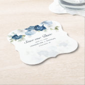 Elegante Aquarellfarben-Blume Rettete unser Datums Untersetzer (angewinkelt)