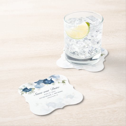 Elegante Aquarellfarben-Blume Rettete unser Datums Untersetzer (Vor Ort)