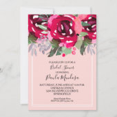 Elegante Aquarellfarben Blume Rosa Brautparty Einladung (Vorderseite)