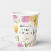 Elegante Aquarellfarben Blume Skript Kinderdusche Pappbecher (Rückseite)