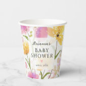 Elegante Aquarellfarben Blume Skript Kinderdusche Pappbecher (Vorderseite)